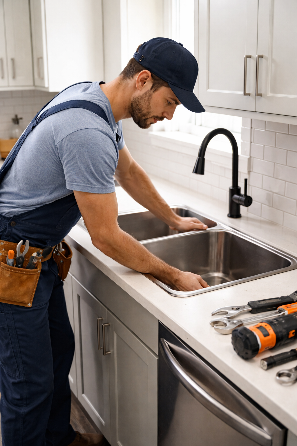 Kitchen sink installation and repair project